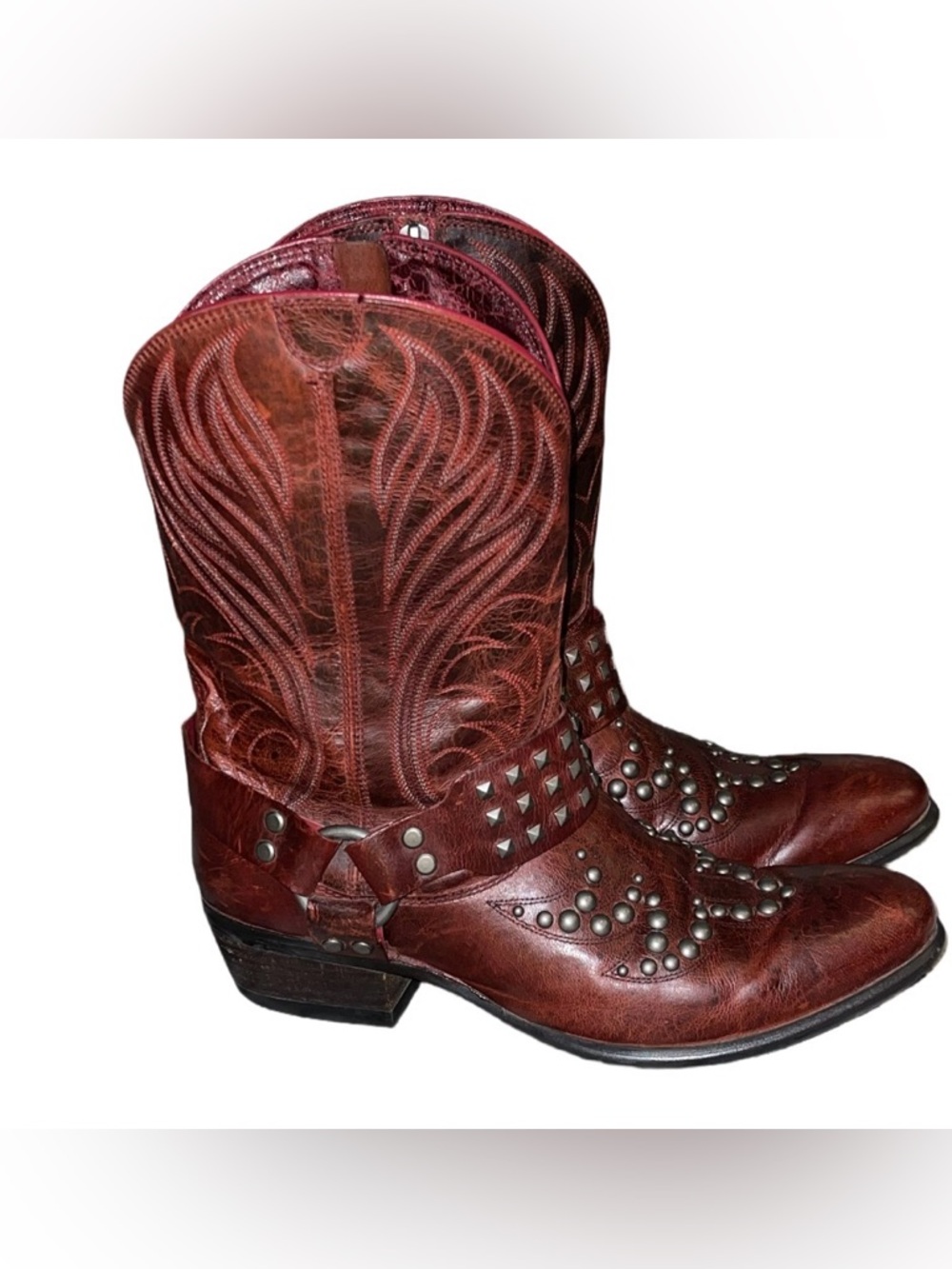 Ariat Deep Red Leather Western Boots with Stud Detail - Picture 7 of 7